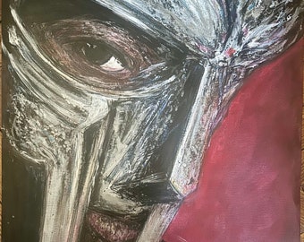 MF DOOM Madvillian rip Steel Mask KMD mm food Realistic Original Modern Art Rap Painting Acrylic Canvas Paper