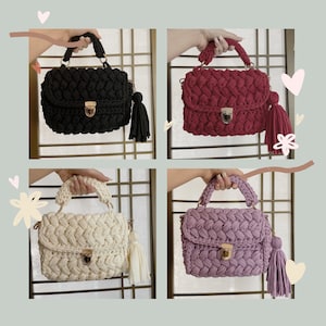 Crochet SHOULDER bags for Women Colorful hand bags crochet purses available in 5 colors, Mothers day gift, crochet hand bags with tassel image 7