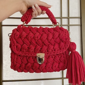 Crochet SHOULDER bags for Women Colorful hand bags crochet purses available in 5 colors, Mothers day gift, crochet hand bags with tassel Red