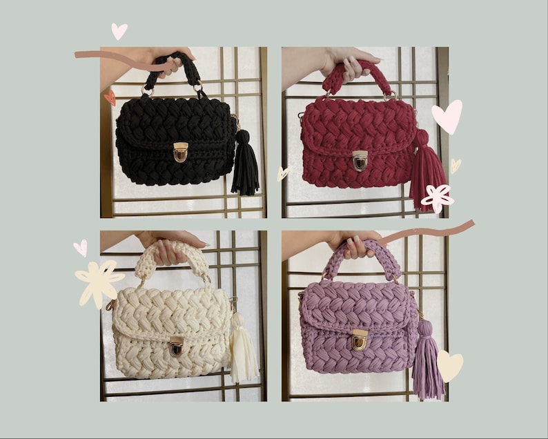 Crochet SHOULDER bags for Women Colorful hand bags crochet purses available in 5 colors, Mothers day gift, crochet hand bags with tassel image 7