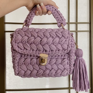 Crochet SHOULDER bags for Women Colorful hand bags crochet purses available in 5 colors, Mothers day gift, crochet hand bags with tassel Lavender