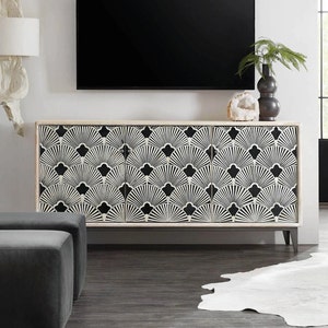 Bone inlay entertainment credenza, bone Inlay media console, bone inlay credenza, bone inlay cabinet