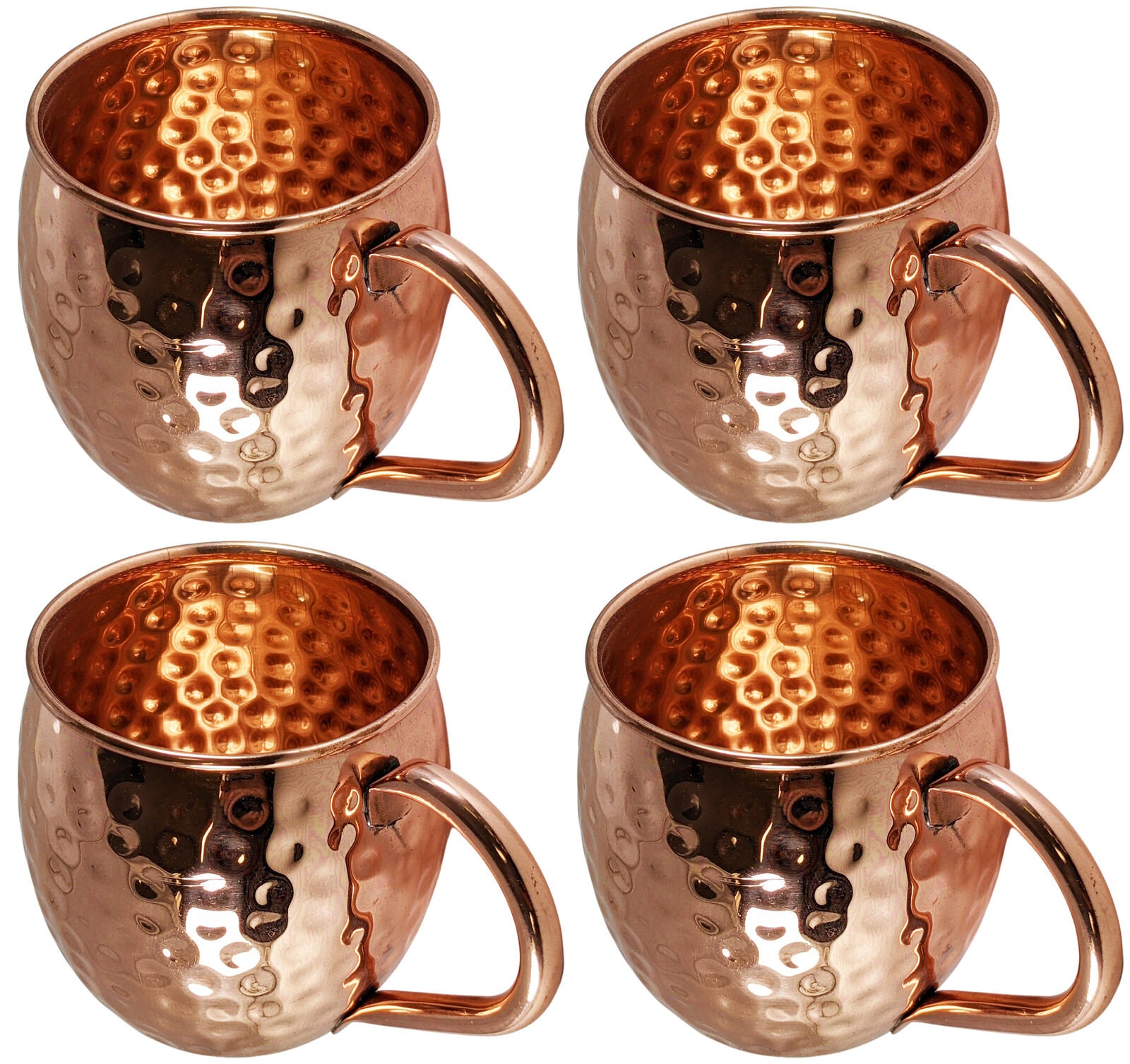 Moscow Mule Copper Mugs Set of 4, Solid Copper Handcrafted Copper Mugs
