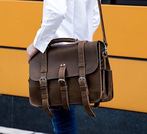 Handmade Leather Messenger Bag for Men & Women