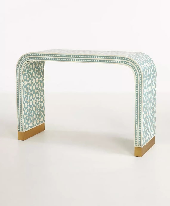 Waterfall Morroccan Inlay Console Table Bone Inlay Waterfall