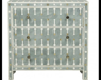 Dot bone inlay dresser. bone inlay chest of drawers, bone inlay furniture