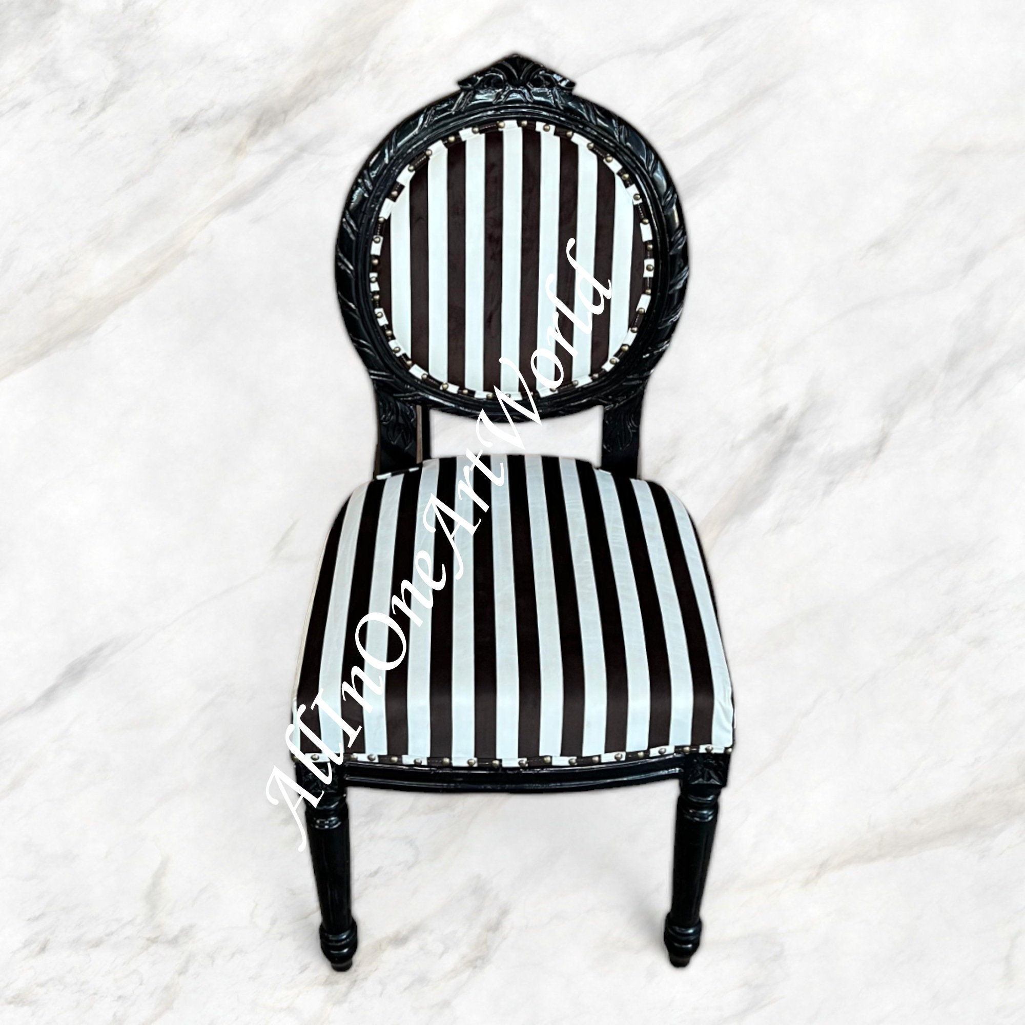 Striped Chair Striped Dining Chair Black and White Chair Handmade ...