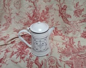 Vintage French floral enamelware jug or pitcher