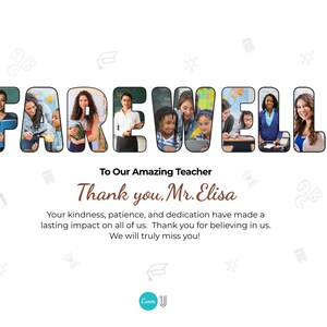 Gift for Teacher from Students, Personalized Teacher Photo Collage, Retirement Keepsake, End of School Year