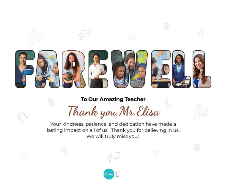 Gift for Teacher from Students, Personalized Teacher Photo Collage, Retirement Keepsake, End of School Year