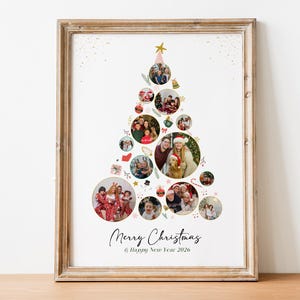 Custom Christmas Photo Collage: Xmas Tree Gift (Canva Template)