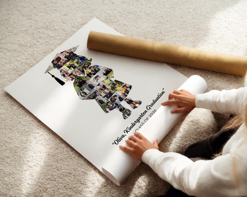 Plantilla editable de Canva para collage de fotos de graduación de jardín de infantes para niñas (descarga digital) imagen 2