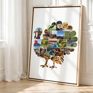 Turkey Photo Collage Canva Template Thanksgiving Family Photo Collage Autumn Fall Turkey Printable Personalized Thanksgiving Gift image 3