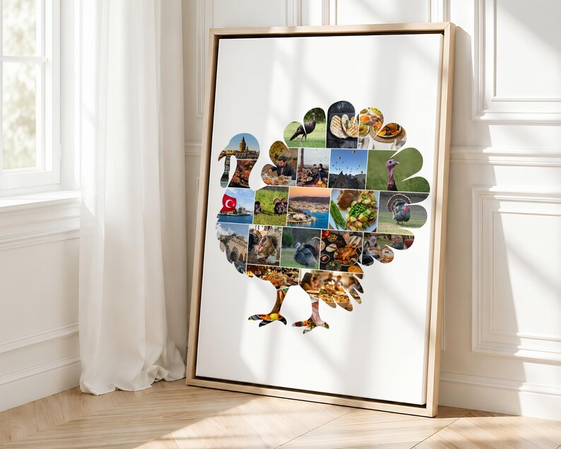 Turkey Photo Collage Canva Template Thanksgiving Family Photo Collage Autumn Fall Turkey Printable Personalized Thanksgiving Gift image 3