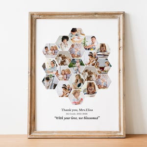 Canva,Honeycomb photo collage template,Hexagon shape collage,Teacher Appreciation gift,Thank you card