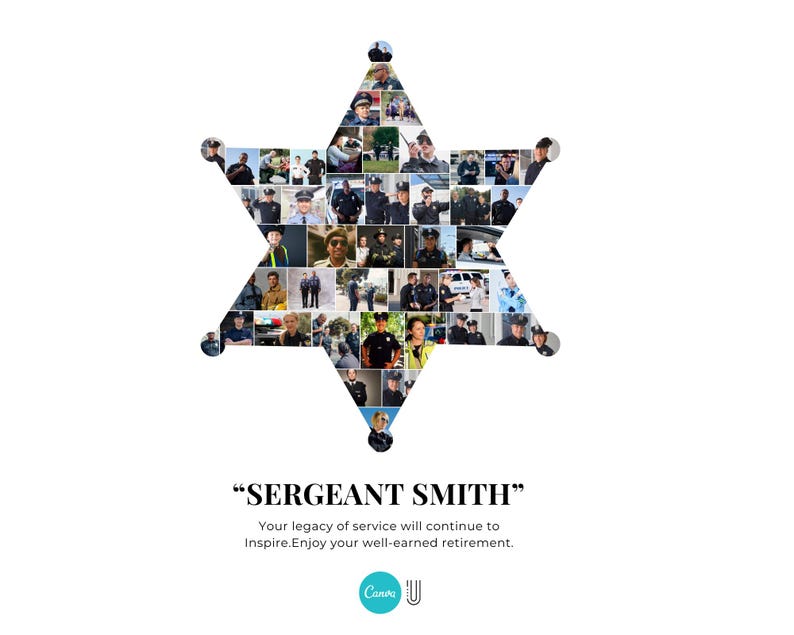 Sheriff Badge Photo Collage: Custom Law Enforcement Retirement Gift (Digital File)