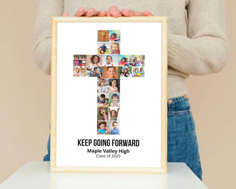 Cross Photo Collage Template: Graduation Keepsake (Canva Editable)