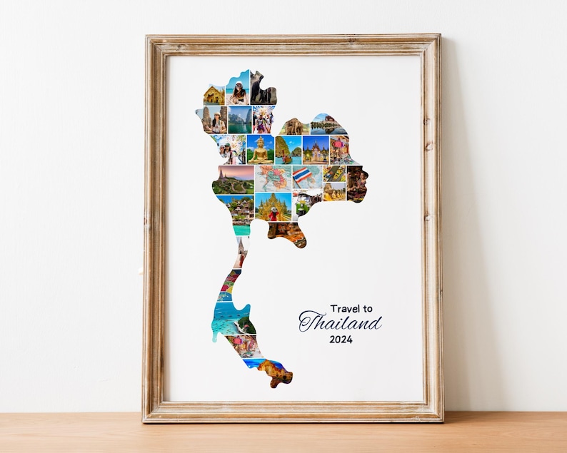 Thailand Map Photo Collage: Travel Keepsake (Digital File)