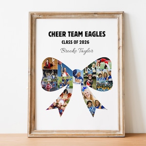 Cheer Bow Photo Collage | Senior Cheerleader Gift (Editable Canva Template)