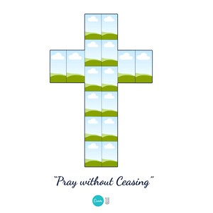 Christian Cross Photo Collage Template Canva PDF  Memorial Collage Bible Verse 1 Thessalonians
