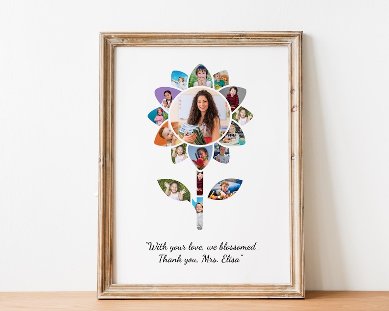 Dahlia Flower Teacher Photo Collage: End of Year Gift (Digital File)
