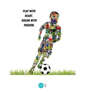 Football Boy Silhouette Photo Collage | Soccer Kids Canva Template
