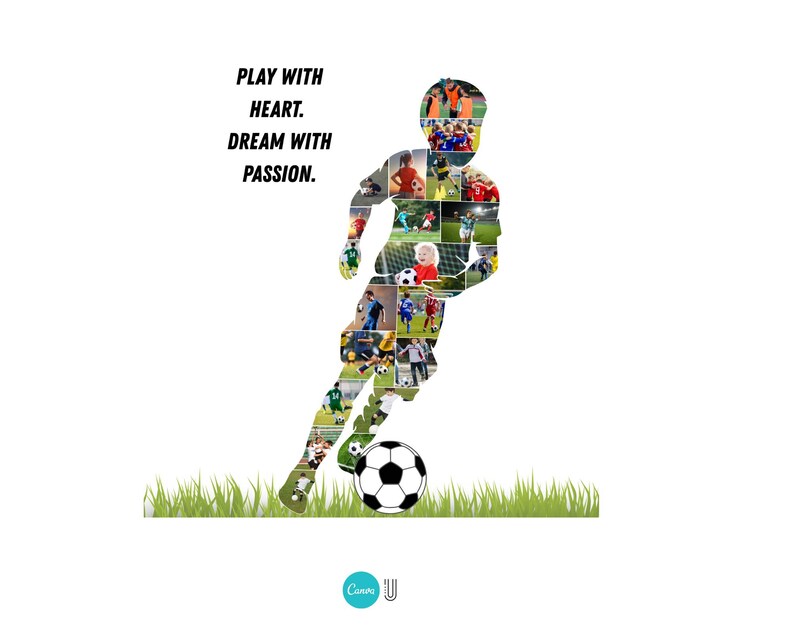 Football Boy Silhouette Photo Collage | Soccer Kids Canva Template