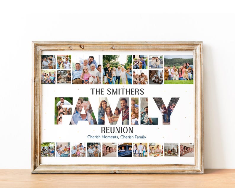 Family Reunion Photo Collage Poster: Personalized Keepsake (Digital File)