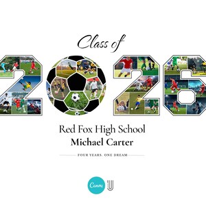 Senior 2026 Football Photo Collage, Personalized Player Gift (Digital Download)