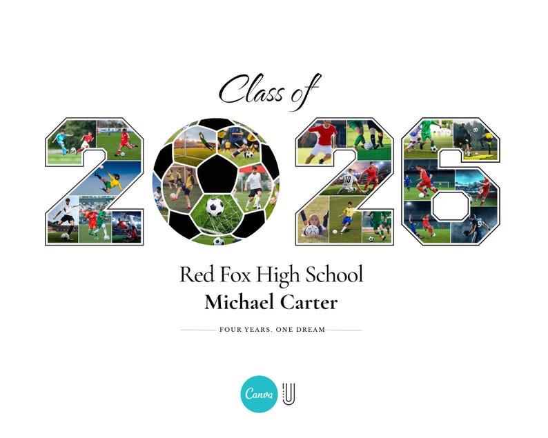 Senior 2026 Football Photo Collage, Personalized Player Gift (Digital Download)