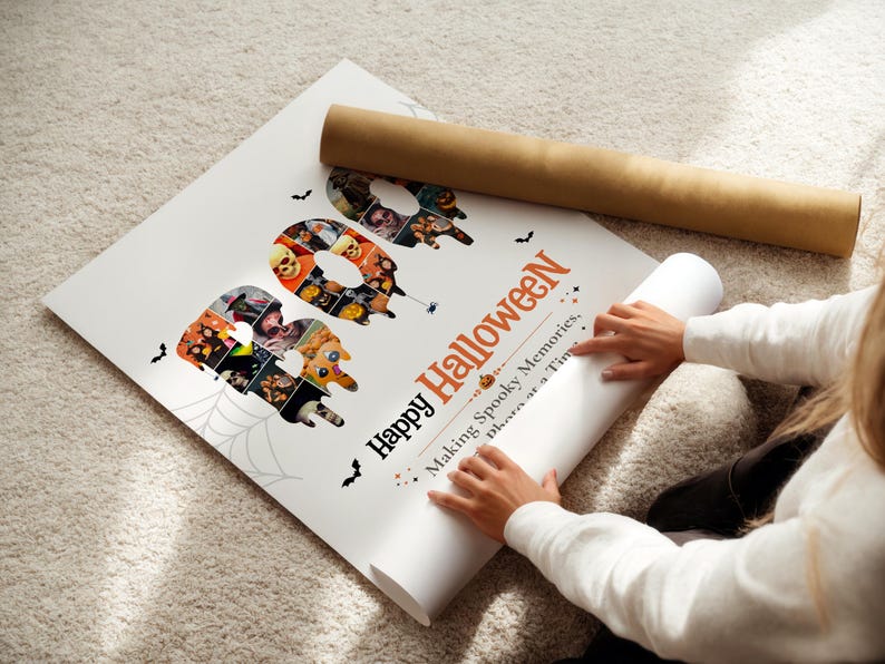 Halloween Canva Template | BOO Photo Collage | Spooky Season Gift | Printable Wall Decor | Editable Digital Download image 2