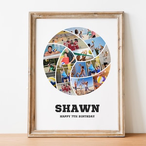 Plantilla de collage de fotos de voleibol deportivo Canva, collage de fotos de voleibol, collage de imágenes con formas de voleibol, forma de voleibol, regalo de entrenador