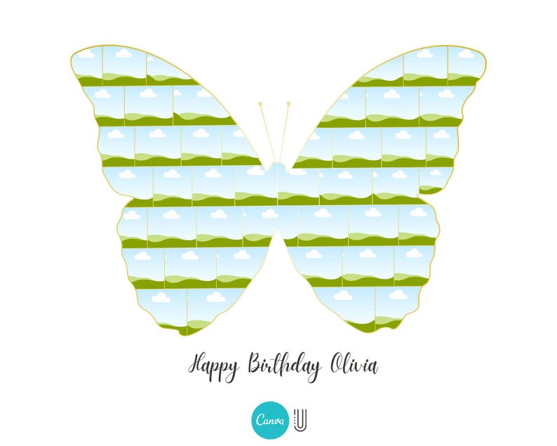 Custom Butterfly Photo Collage: Personalized Birthday Gift (Digital Download)