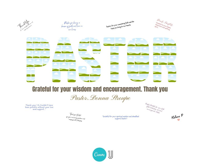 Pastor Appreciation Photo Collage: Christian Church Group Gift (Canva Digital Template)