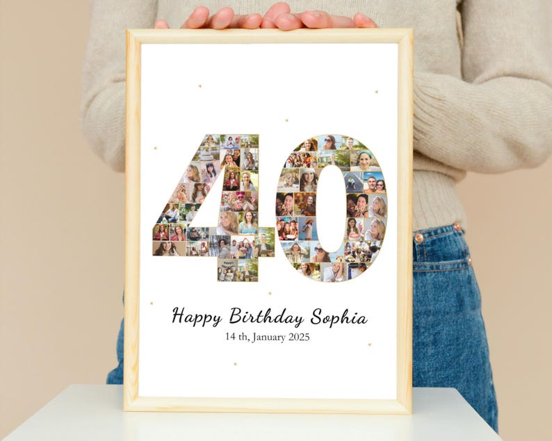 40th Birthday Photo Collage, Canva Template (Digital Download)