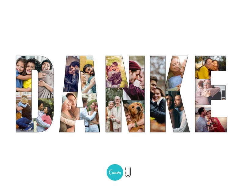 Personalized 'DANKE' Photo Collage Template: Thank You Gift (Digital Download)