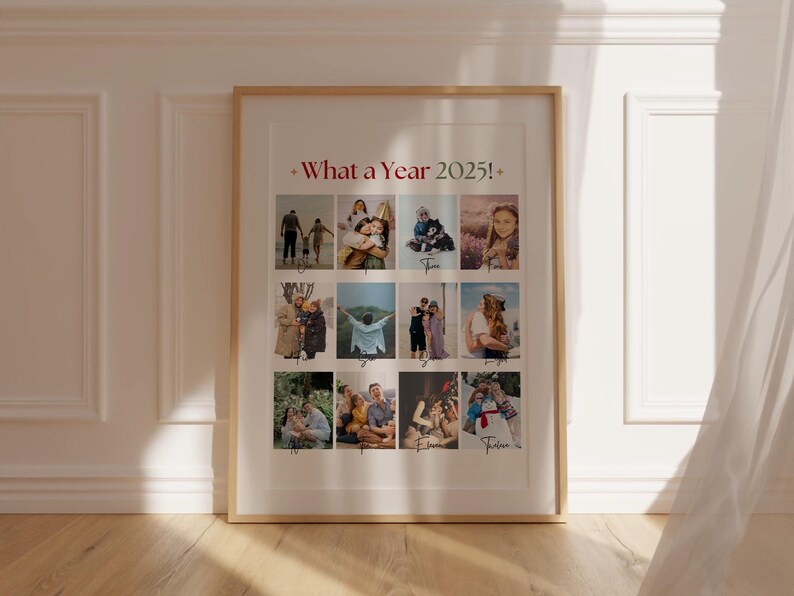 Editable Christmas Photo Card Template: Year in Review Collage (Digital Download)