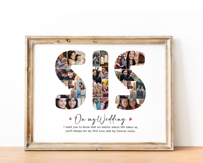 Personalisierte Schwester Fotocollage, Hochzeitsgeschenk (Digitale Datei) Bild 1