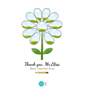 Personalized Teacher Photo Flower Print – End of Year Gift (Digital Download)