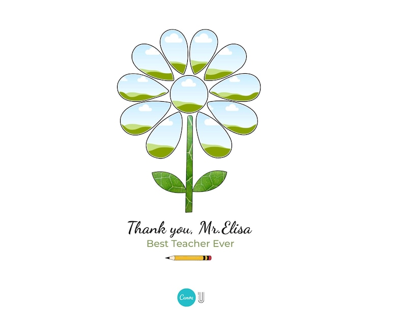 Personalized Teacher Photo Flower Print – End of Year Gift (Digital Download)