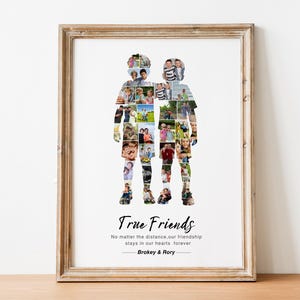 2 boys photo collage personalized best friend gift for boys friendship, BFF boys birthday gift, male friendship gift and farewell photo gift