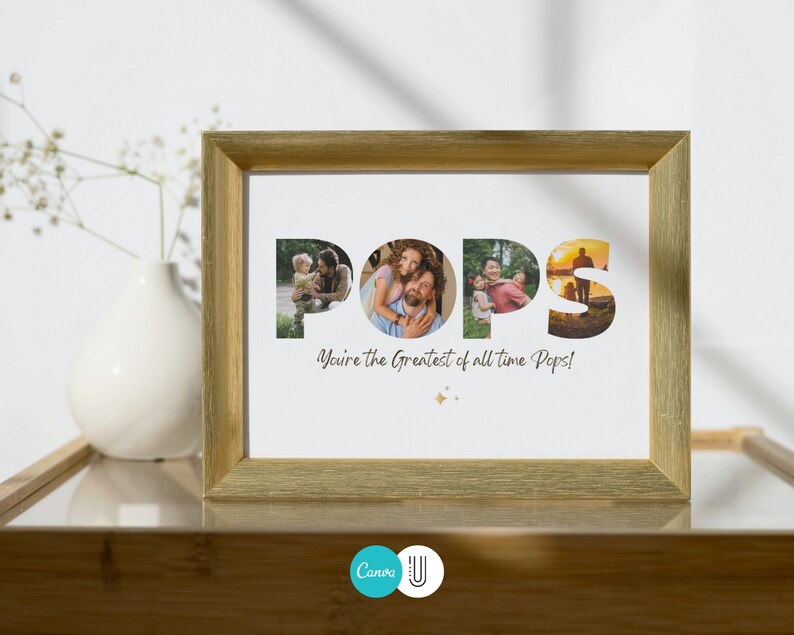 Personalized "Pops" Photo Collage, Father's Day Gift (Digital Download)