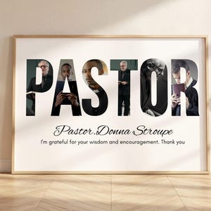 Pastor Photo Collage Gift for Youth Anniversary, 5 Years Pastor, Pastor Appreciation, Personalized Anniversary and Birthday Gift for Husband image 1