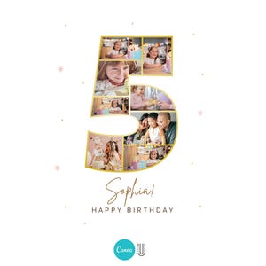 5th Birthday Photo Collage Gift: Personalized Number Five Keepsake (Digital Download)