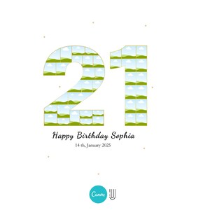 21st Birthday Photo Collage Gift: Personalized Number 21 (Digital File)