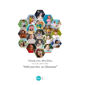 Canva,Honeycomb photo collage template,Hexagon shape collage,Teacher Appreciation gift,Thank you card