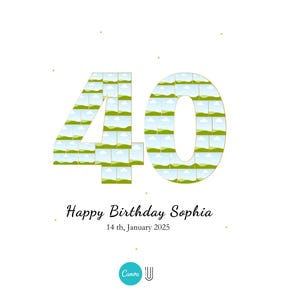 40th Birthday Photo Collage, Canva Template (Digital Download)