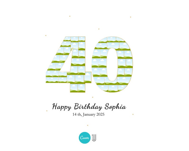 40th Birthday Photo Collage, Canva Template (Digital Download)