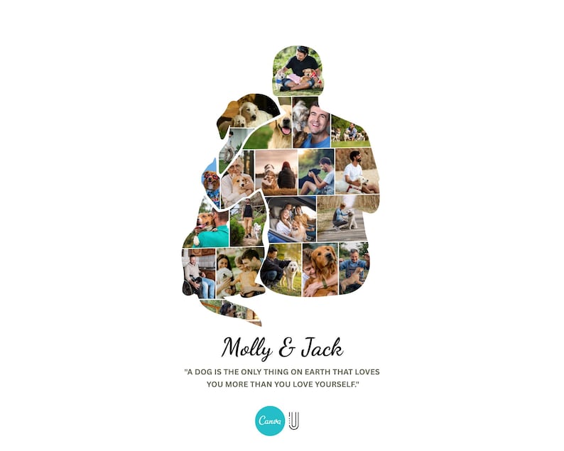 Personalized Dog & Man Photo Collage: Custom Pet Keepsake (Digital Download)