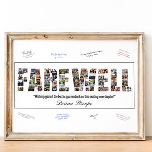 Presente de colagem de fotos de despedida personalizado – pôster personalizado para colega de trabalho, chefe, amigo, aposentadoria ou festa de despedida, presente de colagem de fotos de despedida